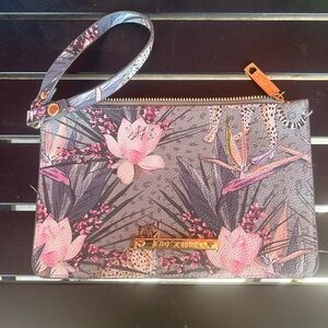 Betsey Johnson Floral Leopard Wristlet with Strap